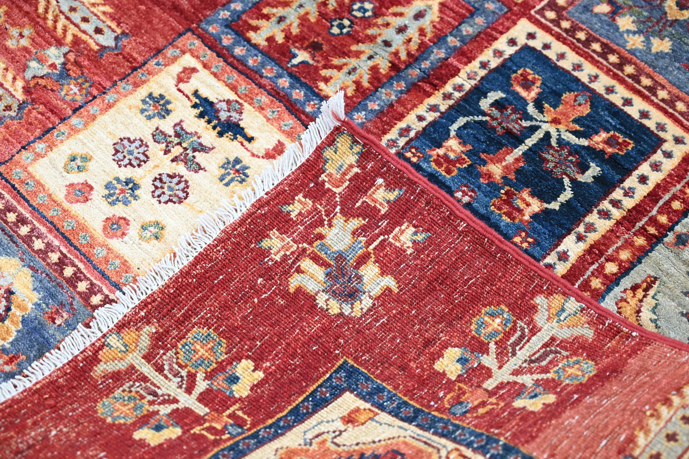 Chobi Afghan Rug – Oxblood Lattice