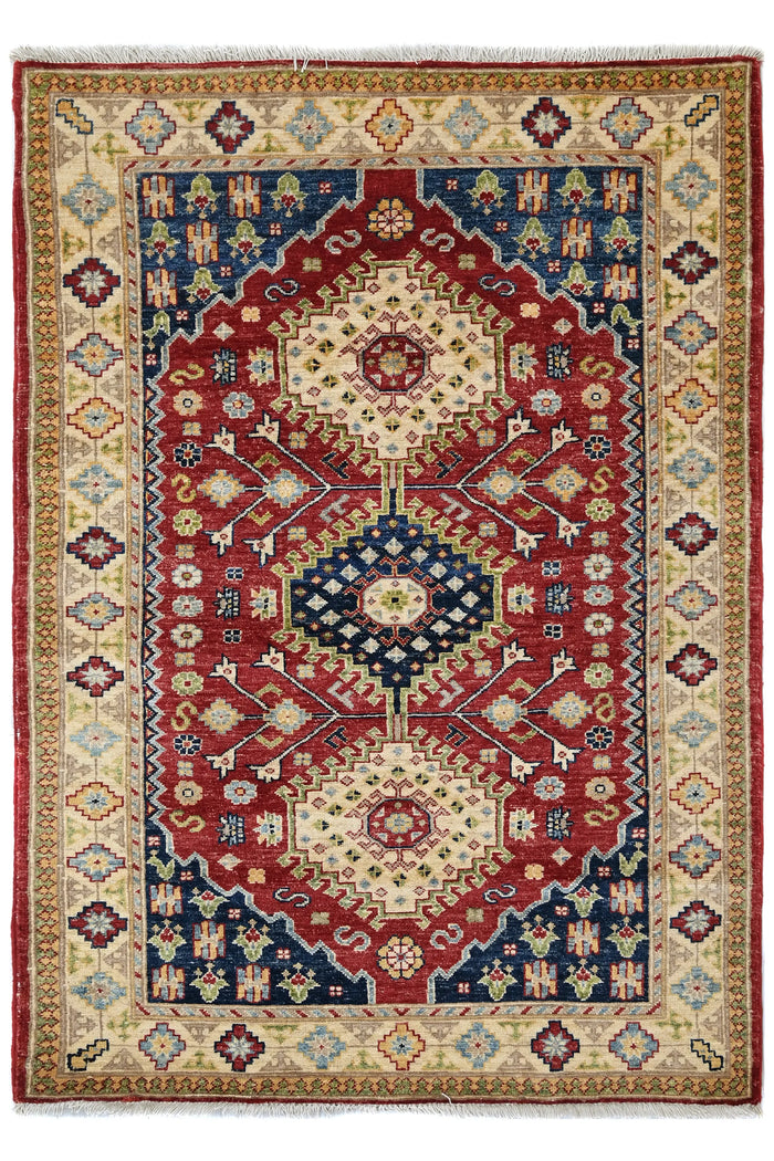 Chobi Afghan Rug – Burgundy Diamond