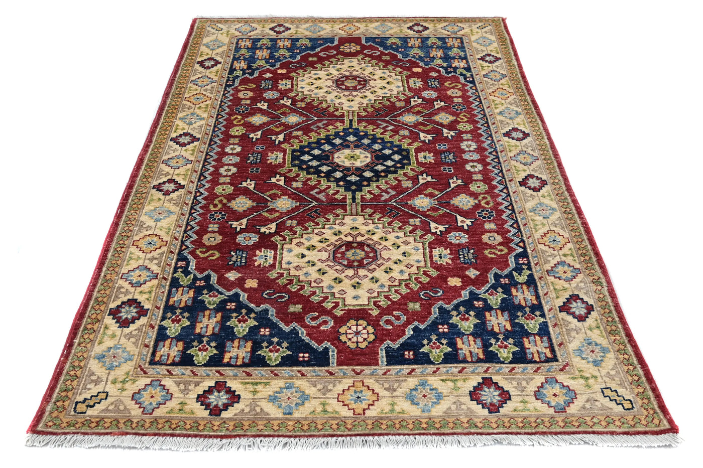 Chobi Afghan Rug – Burgundy Diamond