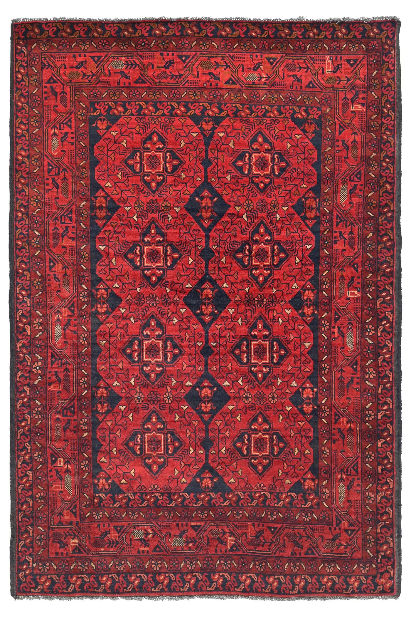 Khal Mohammadi Afghan Rug – Crimson Octagon