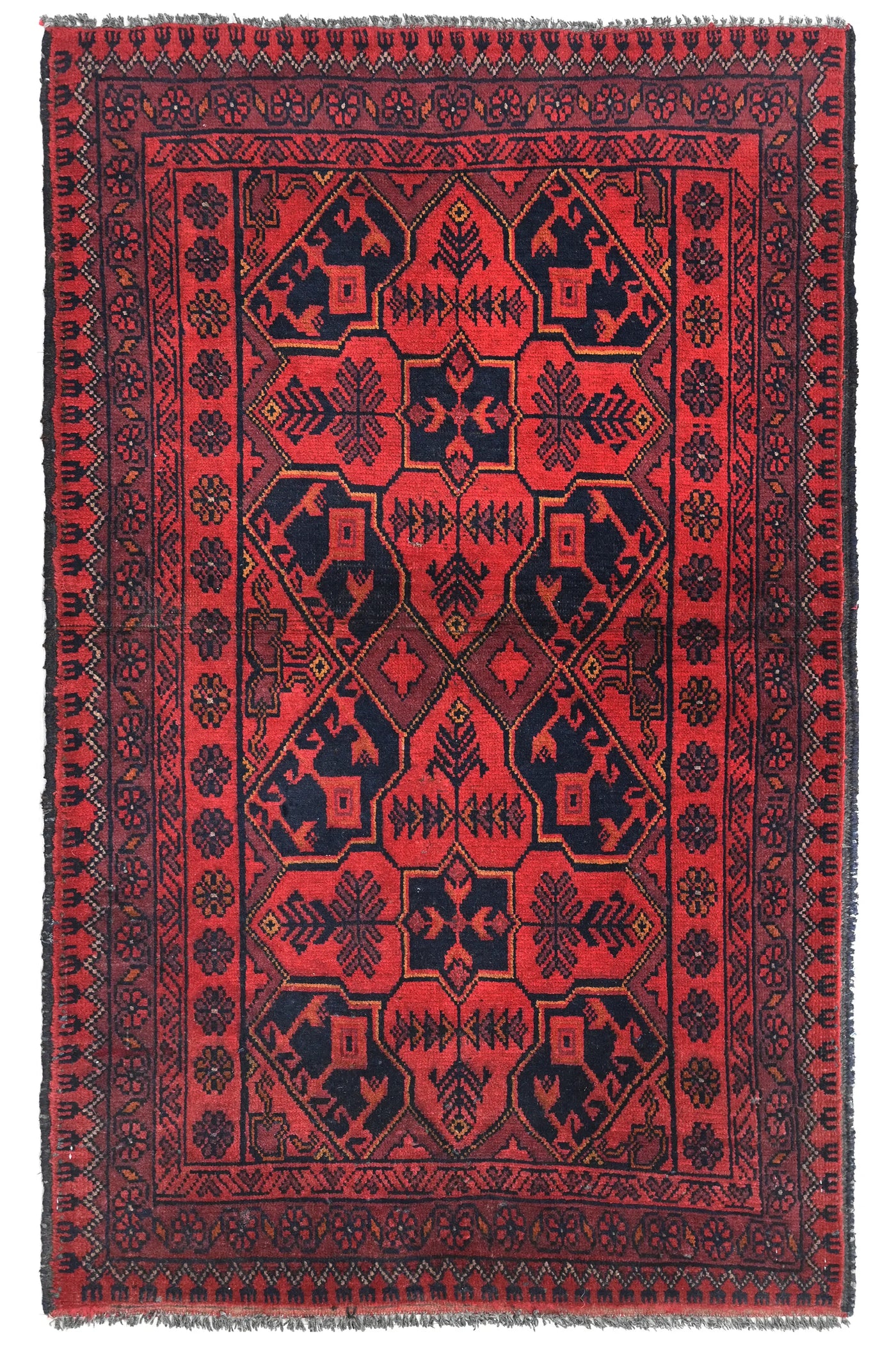 Khal Mohammadi Afghan Rug – Garnet Emblem