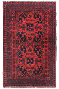 Khal Mohammadi Afghan Rug – Garnet Emblem