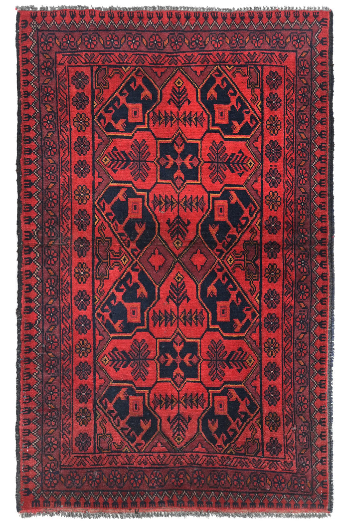 Khal Mohammadi Afghan Rug – Garnet Emblem
