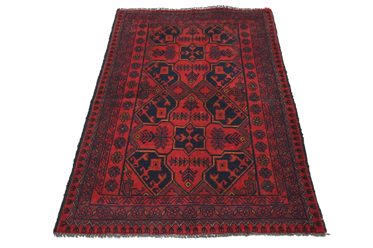 Khal Mohammadi Afghan Rug – Garnet Emblem