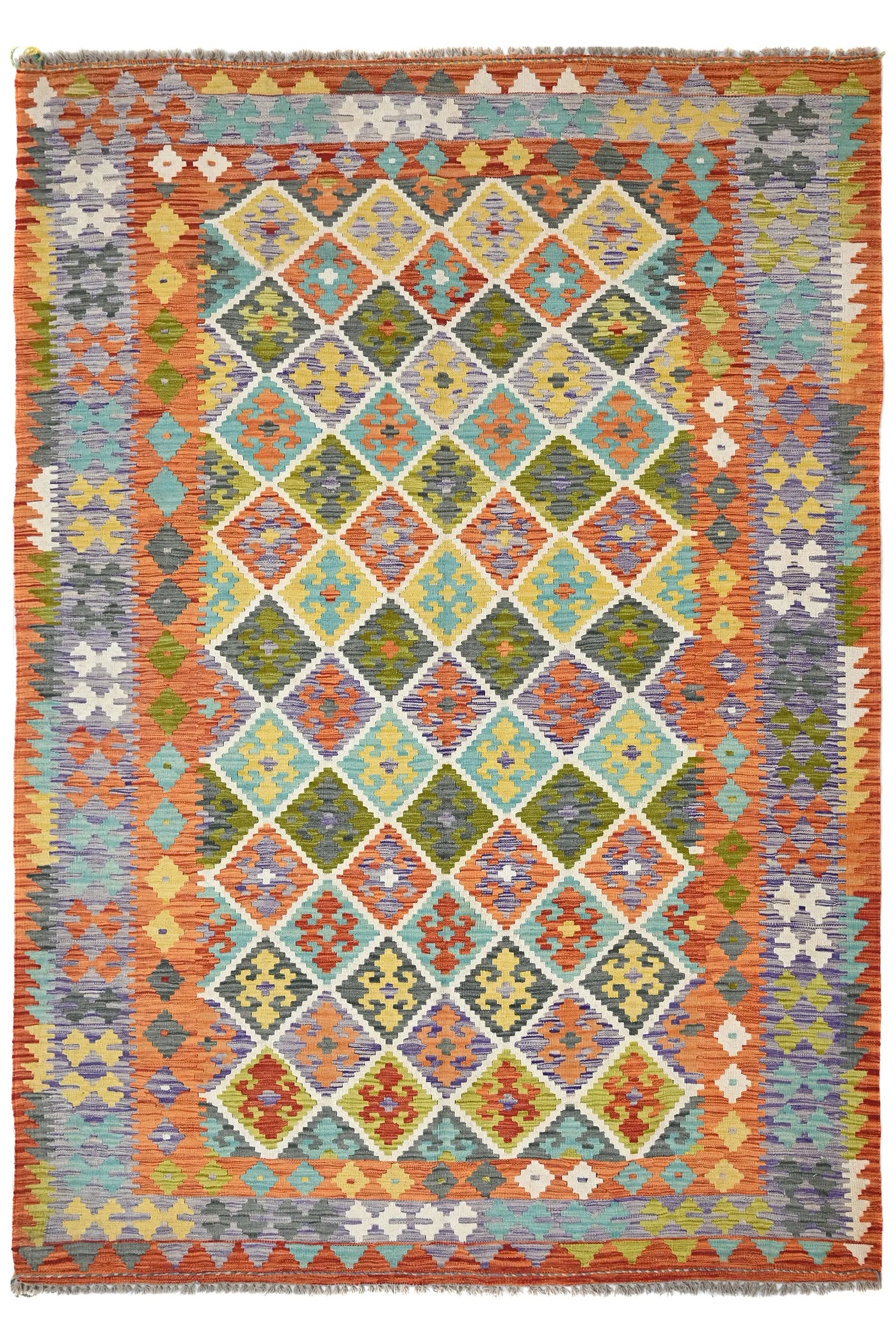 Maimana Kilim Afghan Rug – Earthy Diamond