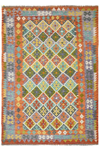 Kilim Afghan Rug – Earthy Diamond