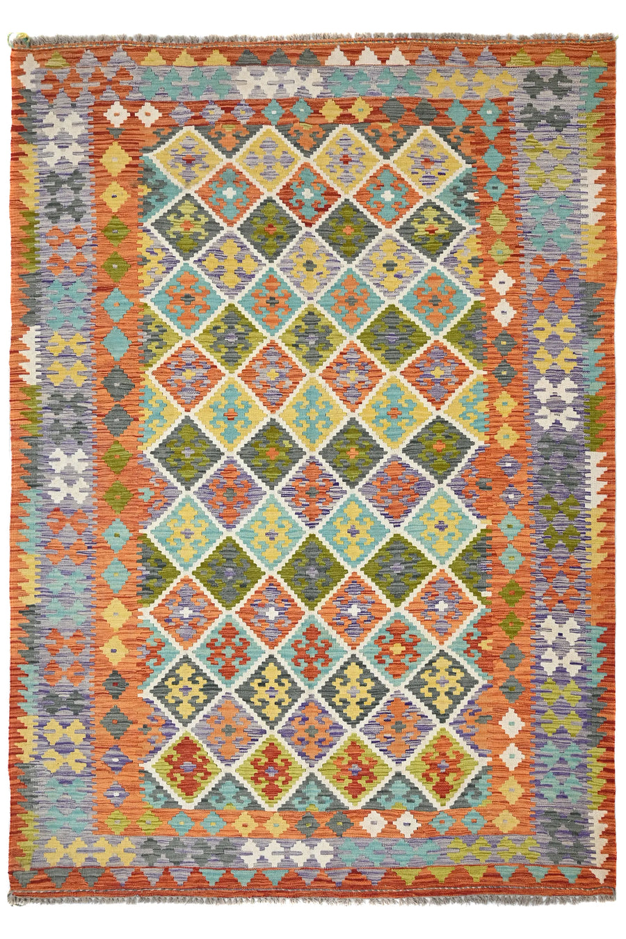 Kilim Afghan Rug – Earthy Diamond