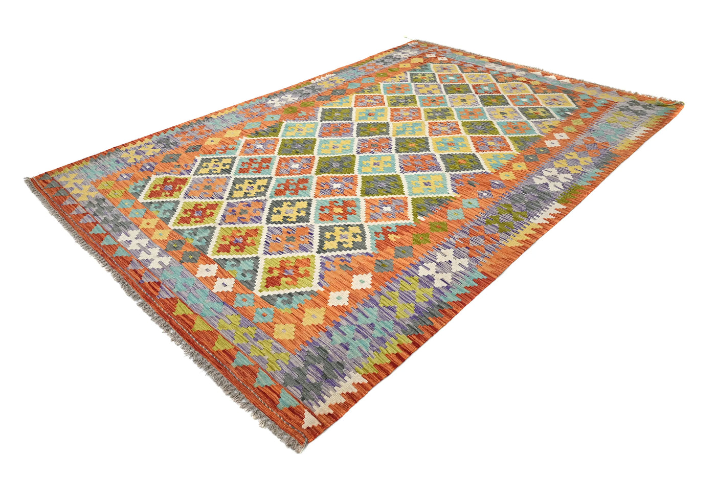 Maimana Kilim Afghan Rug – Earthy Diamond