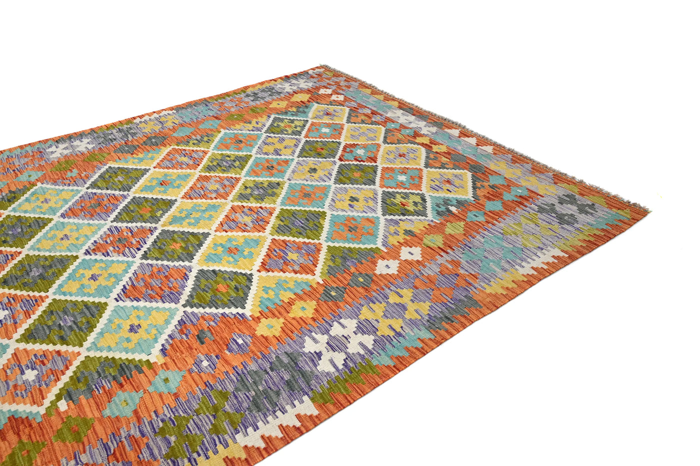 Maimana Kilim Afghan Rug – Earthy Diamond