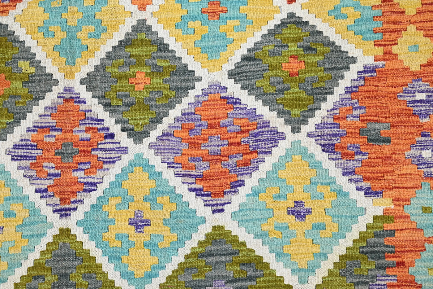 Maimana Kilim Afghan Rug – Earthy Diamond
