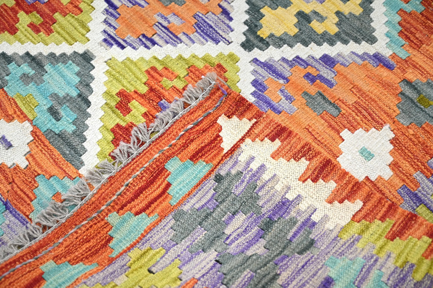 Maimana Kilim Afghan Rug – Earthy Diamond