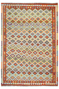 Maimana Kilim Afghan Rug – Geometric Diamond
