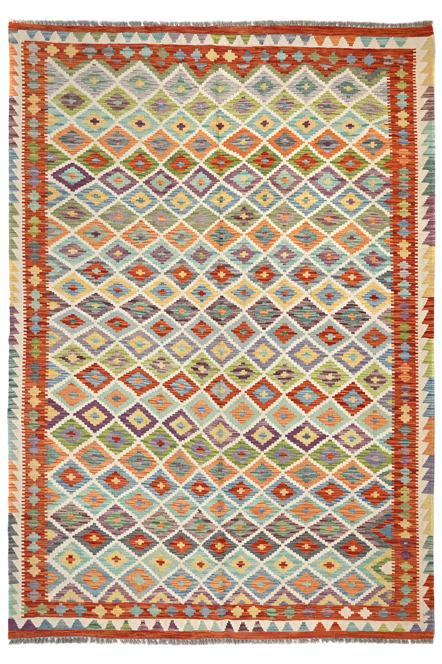 Maimana Kilim Afghan Rug – Geometric Diamond