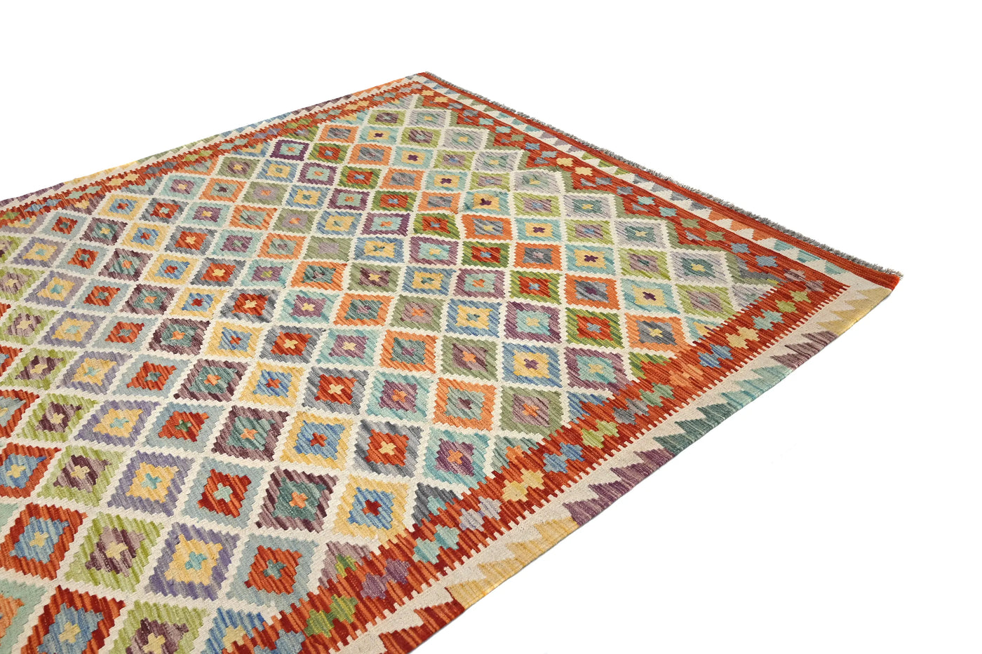 Maimana Kilim Afghan Rug – Geometric Diamond