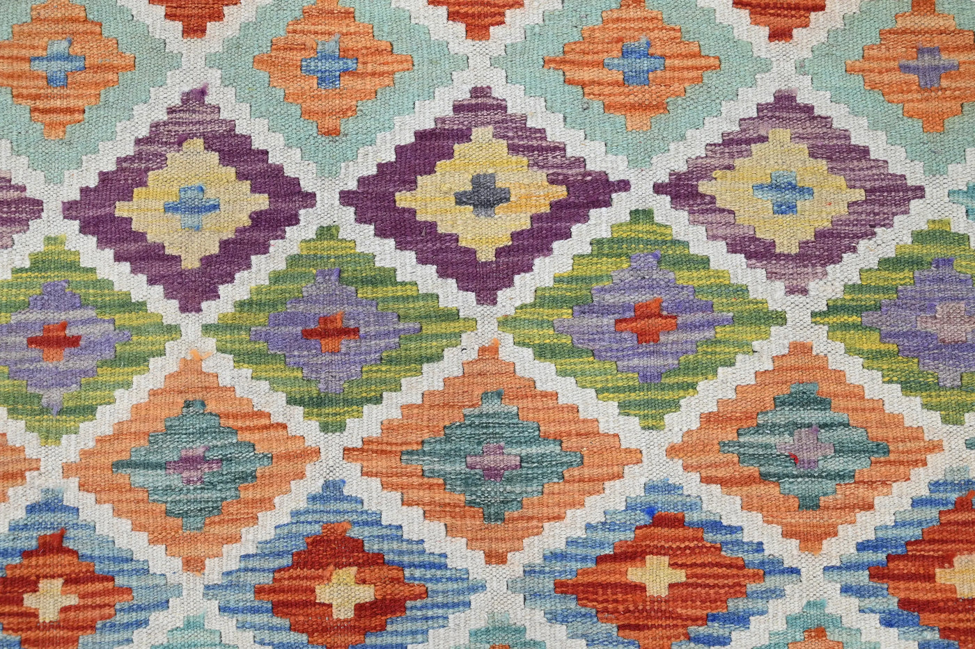 Maimana Kilim Afghan Rug – Geometric Diamond