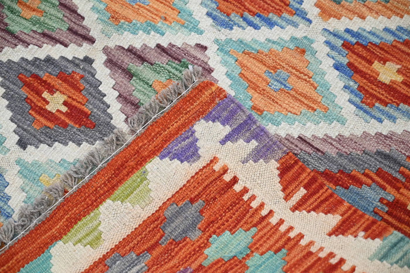 Maimana Kilim Afghan Rug – Geometric Diamond