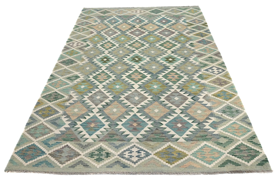 Maimana Kilim Afghan Rug – Pastel Diamond