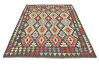 Maimana Kilim Afghan Rug – Charcoal Medallion