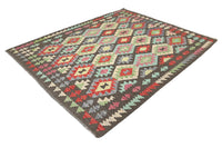 Maimana Kilim Afghan Rug – Charcoal Medallion