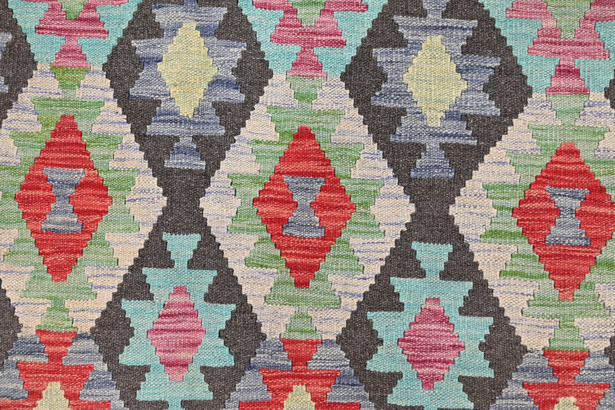 Maimana Kilim Afghan Rug – Charcoal Medallion
