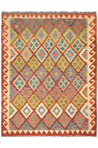 Maimana Kilim Afghan Rug – Earthy Lattice