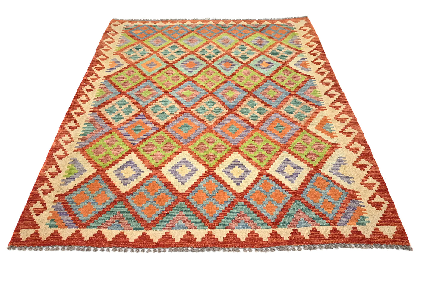 Maimana Kilim Afghan Rug – Earthy Lattice