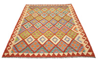 Maimana Kilim Afghan Rug – Earthy Lattice