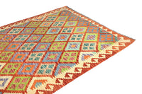 Maimana Kilim Afghan Rug – Earthy Lattice