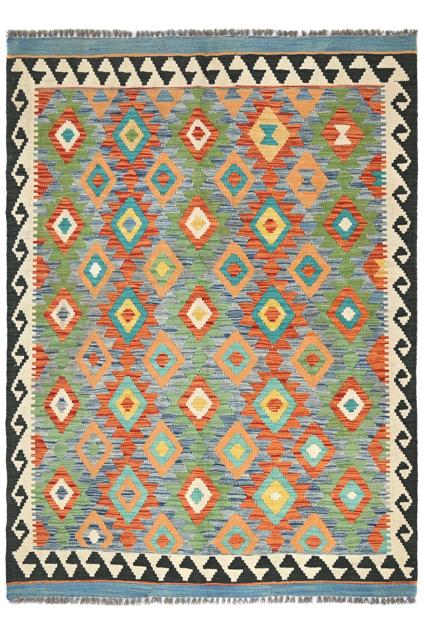 Maimana Kilim Afghan Rug – Azure Medallion