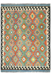 Maimana Kilim Afghan Rug – Azure Medallion