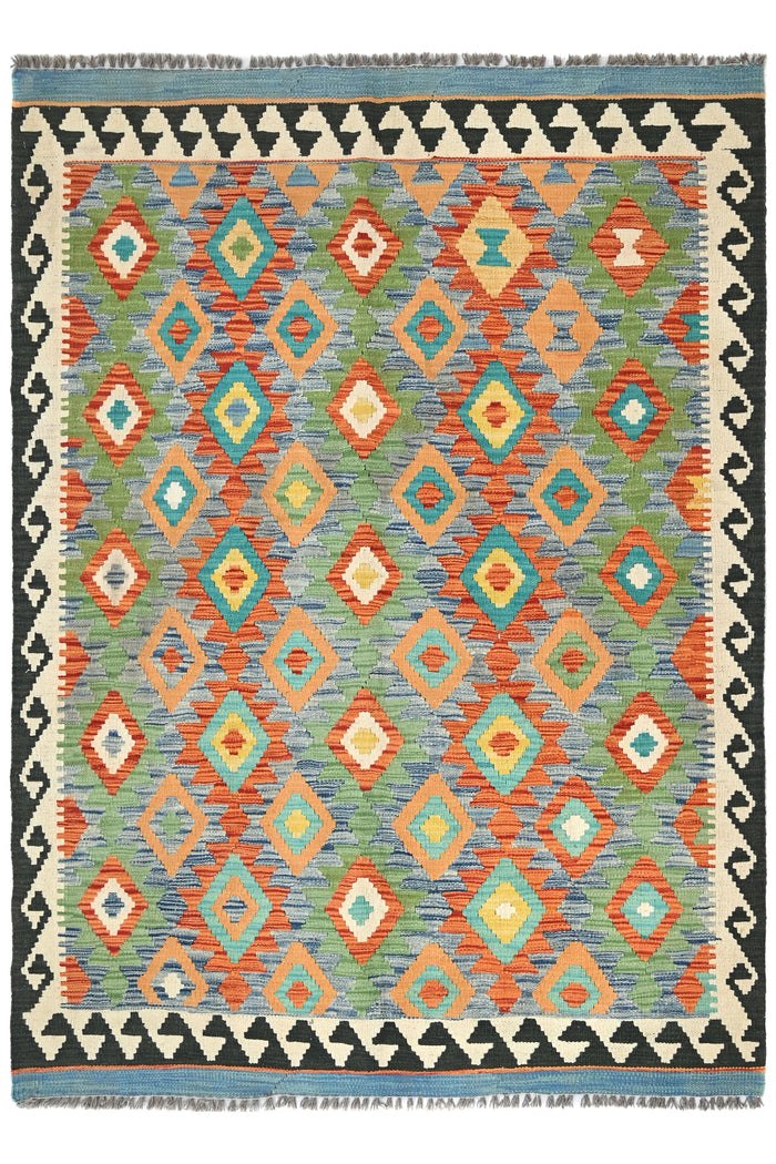 Maimana Kilim Afghan Rug – Azure Medallion