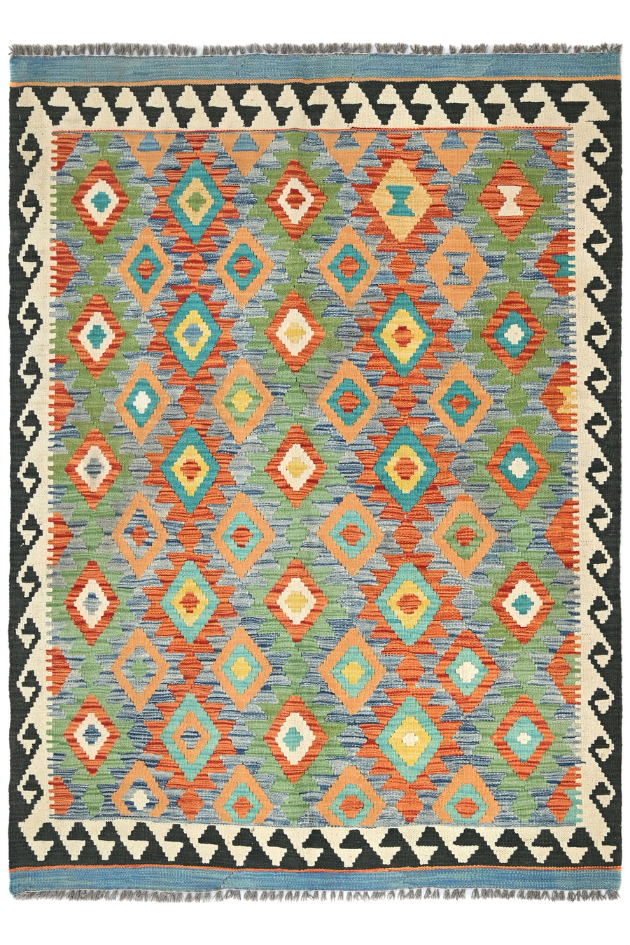 Maimana Kilim Afghan Rug – Azure Medallion