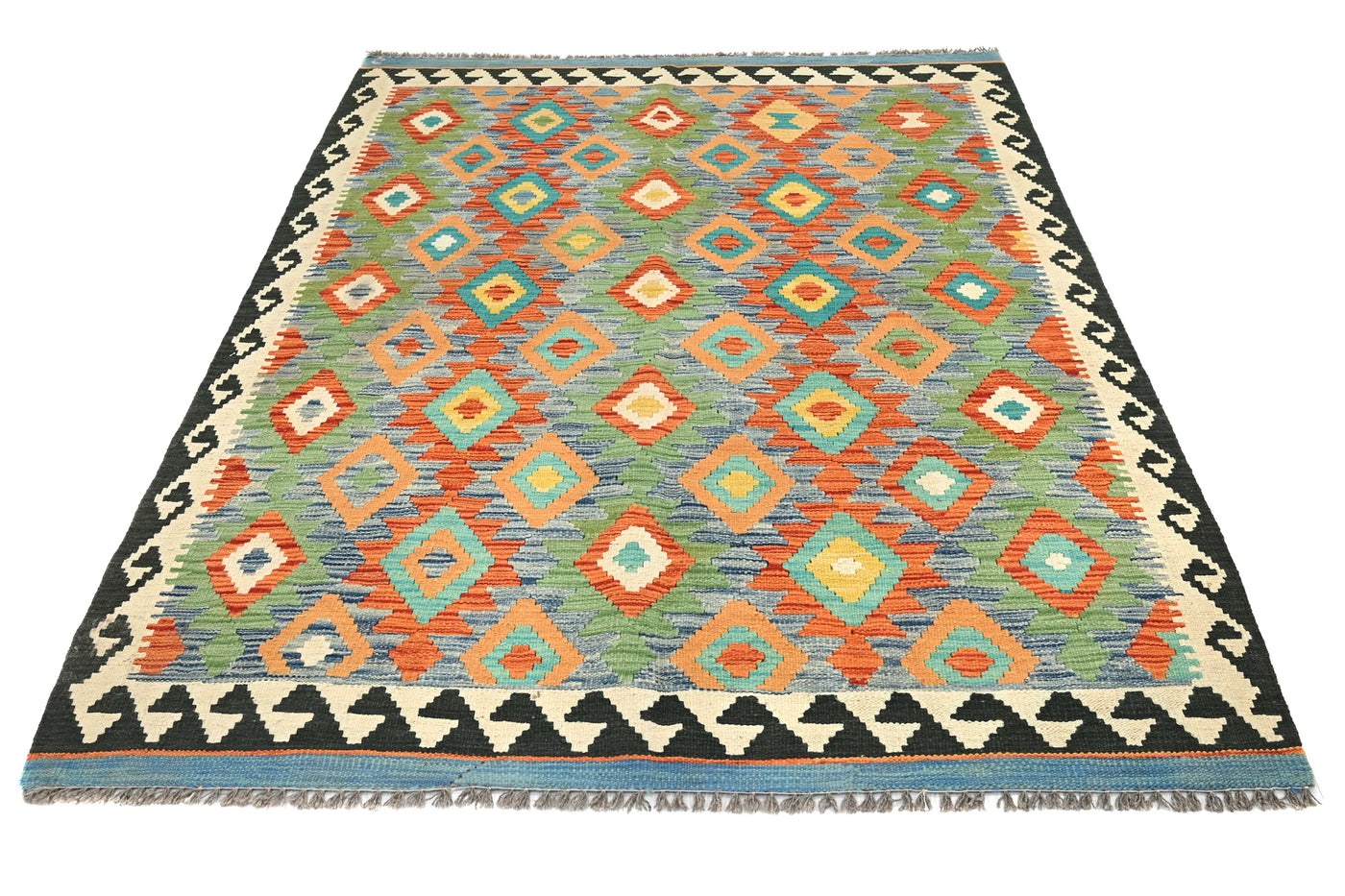 Maimana Kilim Afghan Rug – Azure Medallion