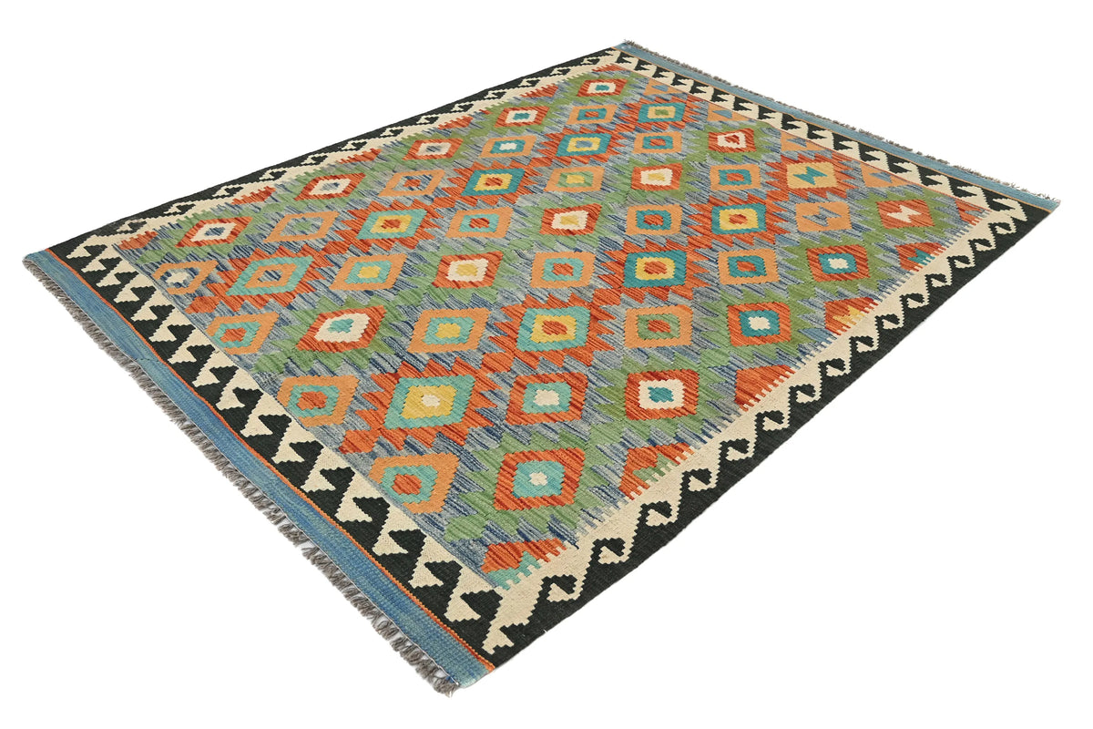 Maimana Kilim Afghan Rug – Azure Medallion
