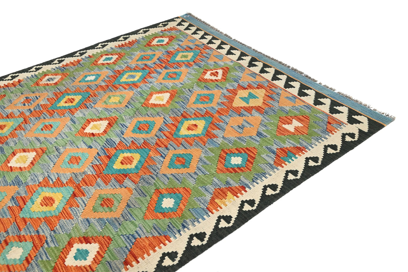 Maimana Kilim Afghan Rug – Azure Medallion