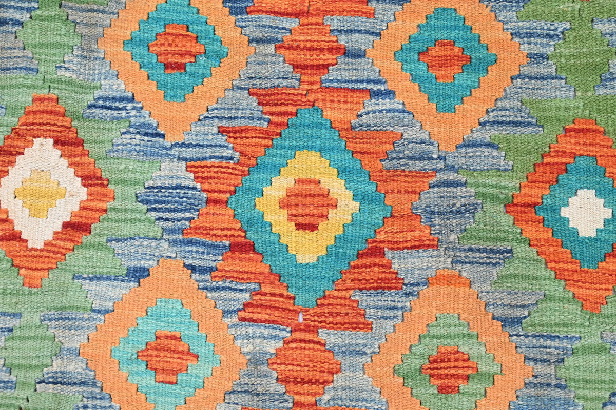 Maimana Kilim Afghan Rug – Azure Medallion
