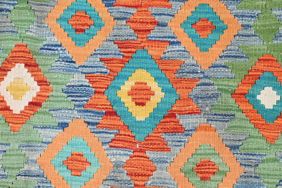Maimana Kilim Afghan Rug – Azure Medallion