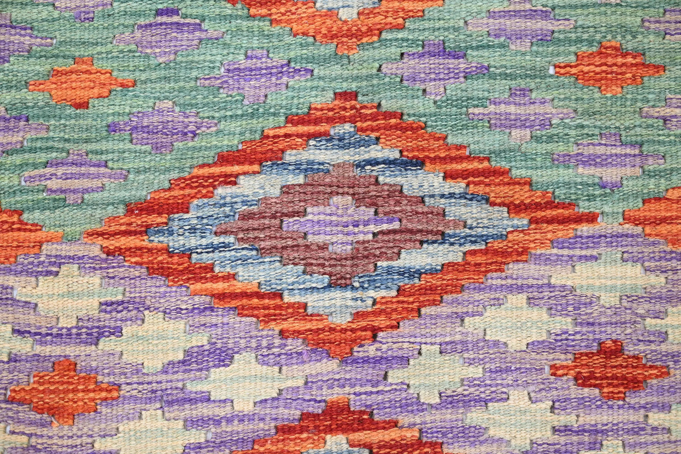 Maimana Kilim Afghan Rug – Terracotta Prism