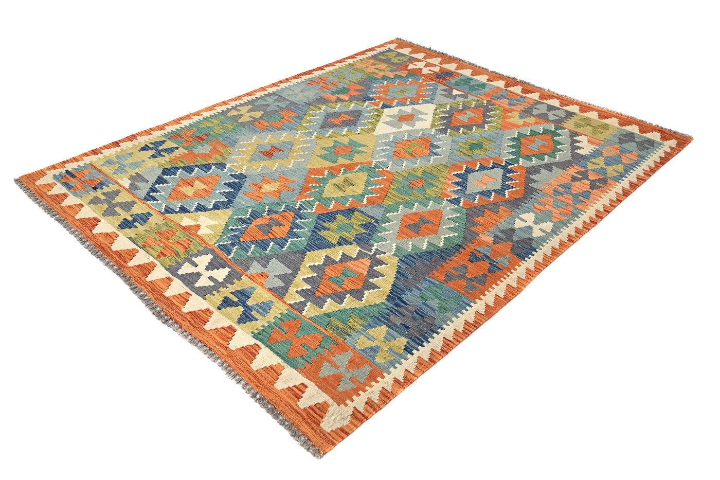 Maimana Kilim Afghan Rug – Azure Mosaic