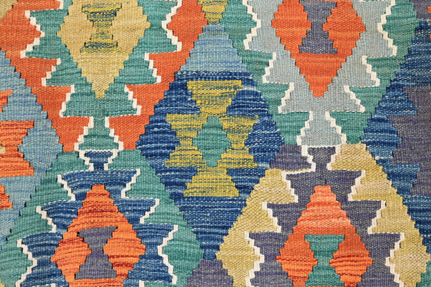 Maimana Kilim Afghan Rug – Azure Mosaic