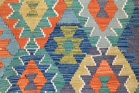 Maimana Kilim Afghan Rug – Azure Mosaic