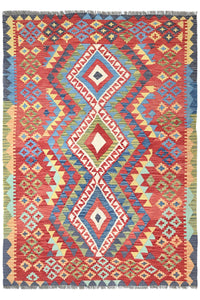 Maimana Kilim Afghan Rug – Crimson Cascade