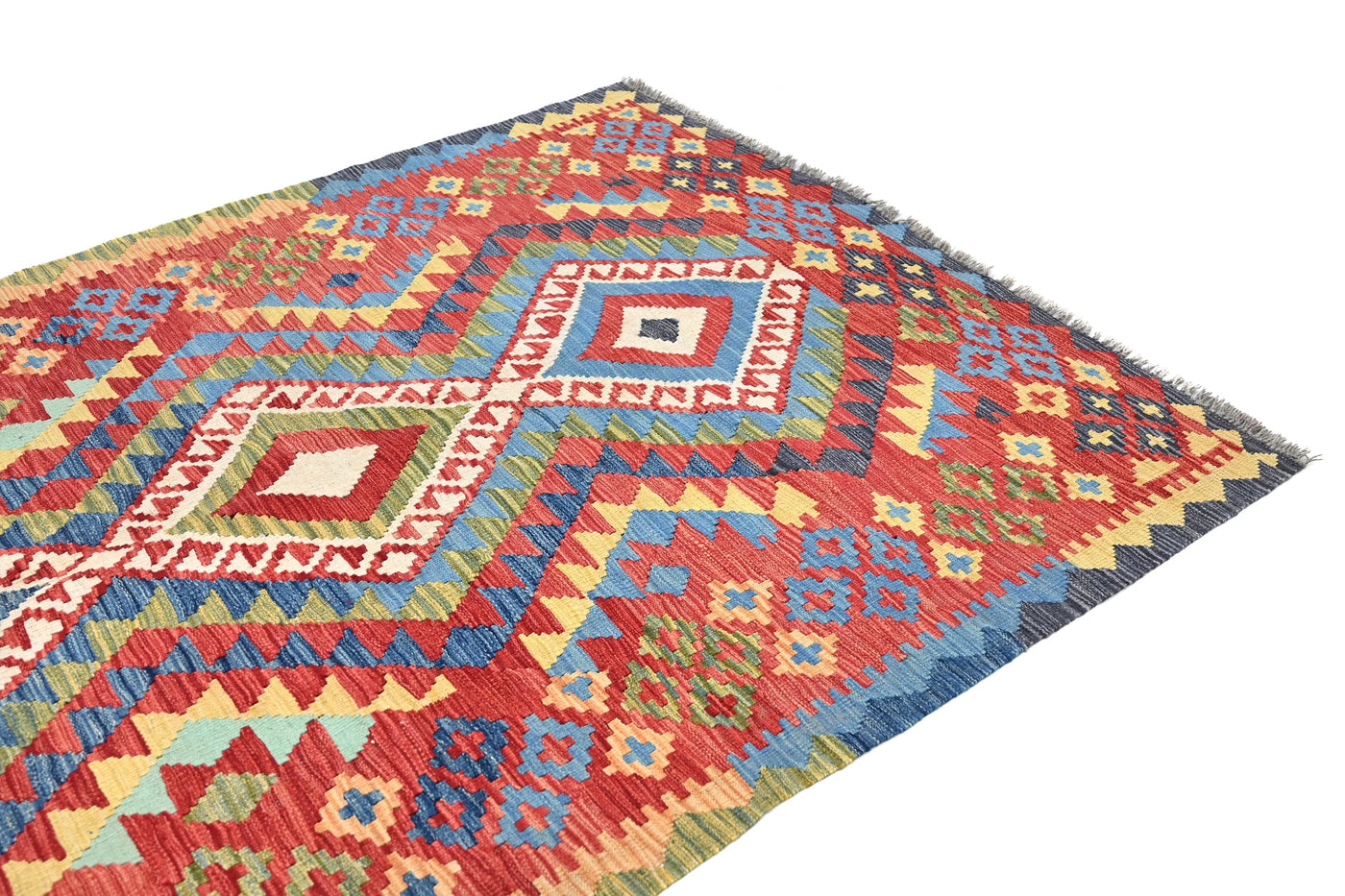 Maimana Kilim Afghan Rug – Crimson Cascade