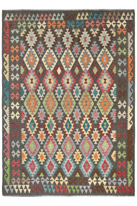 Maimana Kilim Afghan Rug – Charcoal Diamond
