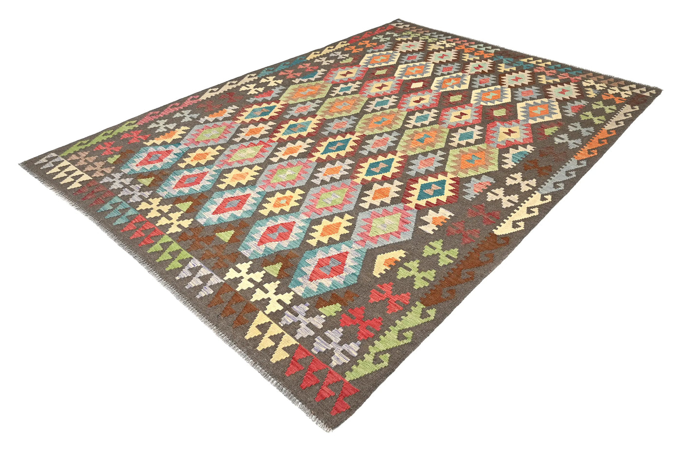 Maimana Kilim Afghan Rug – Charcoal Diamond