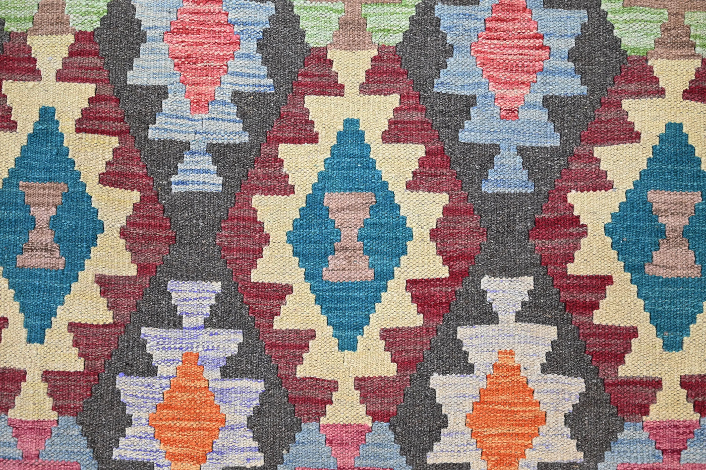 Maimana Kilim Afghan Rug – Charcoal Diamond