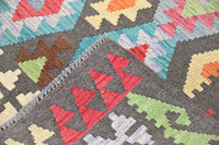 Maimana Kilim Afghan Rug – Charcoal Diamond
