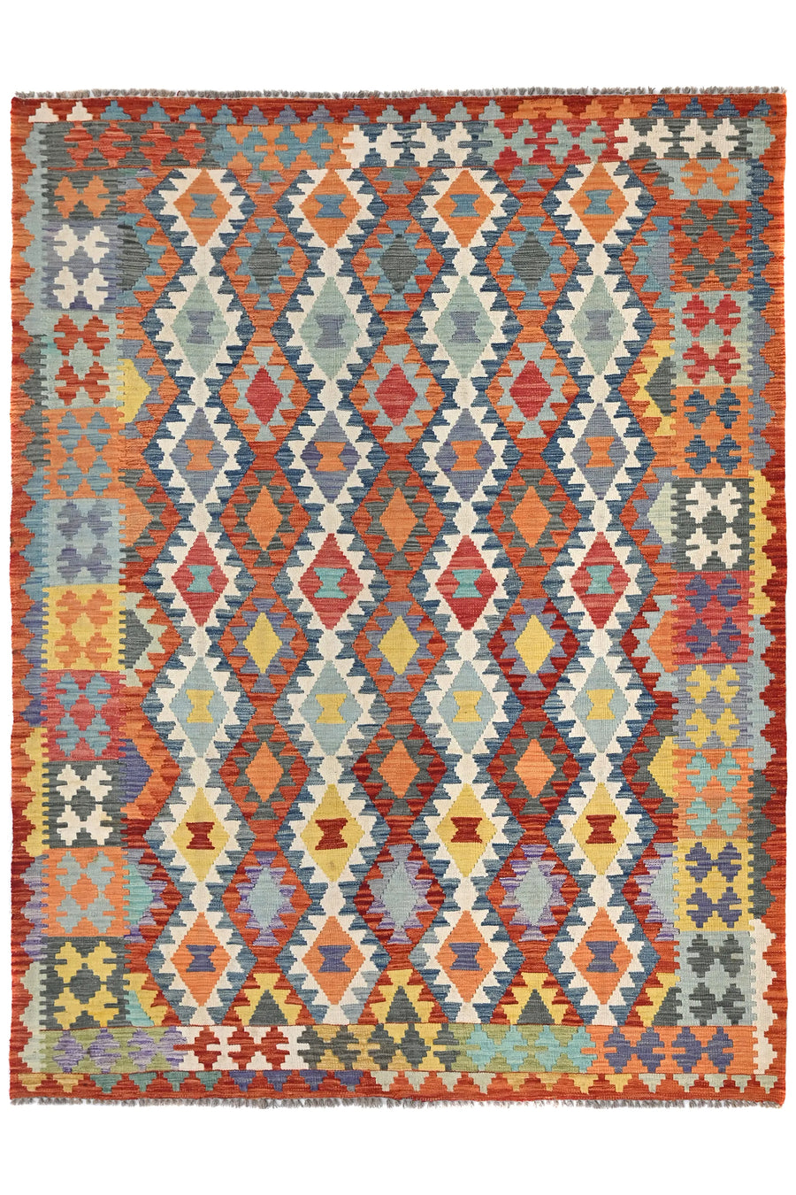 Maimana Kilim Afghan Rug – Rustic Lattice