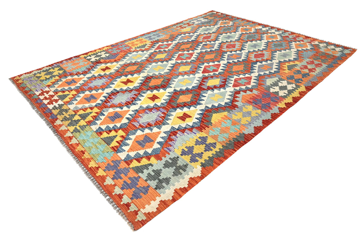 Maimana Kilim Afghan Rug – Rustic Lattice
