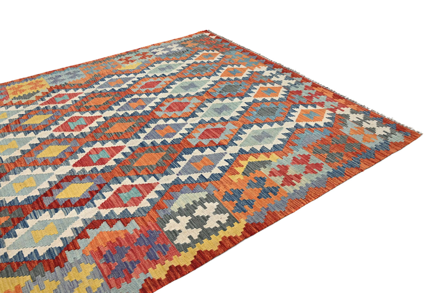 Maimana Kilim Afghan Rug – Rustic Lattice
